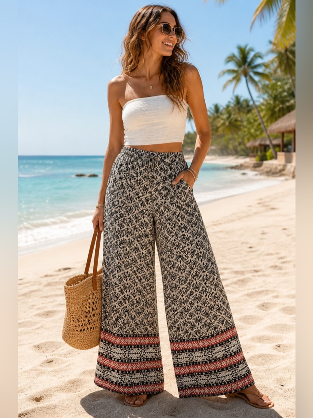 Nekane NKN Emis Boho Wide Leg Palazzo Pants Small NWT Resort
